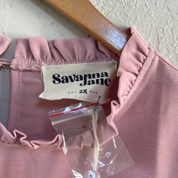 NWT Pink Ruffle Collar Blouse - Picture 4 of 7